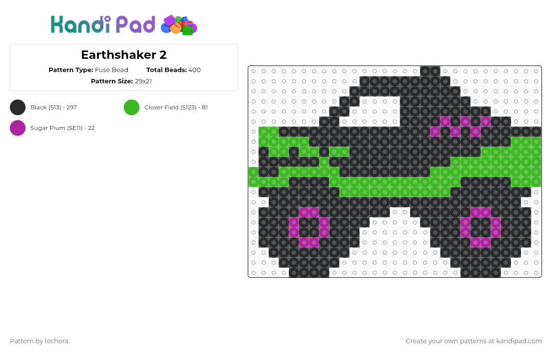 Gravedigger - Fuse Bead Pattern by lochera on Kandi Pad - grave digger,monster truck,car,vehicle,automobile,monster jam,black,green