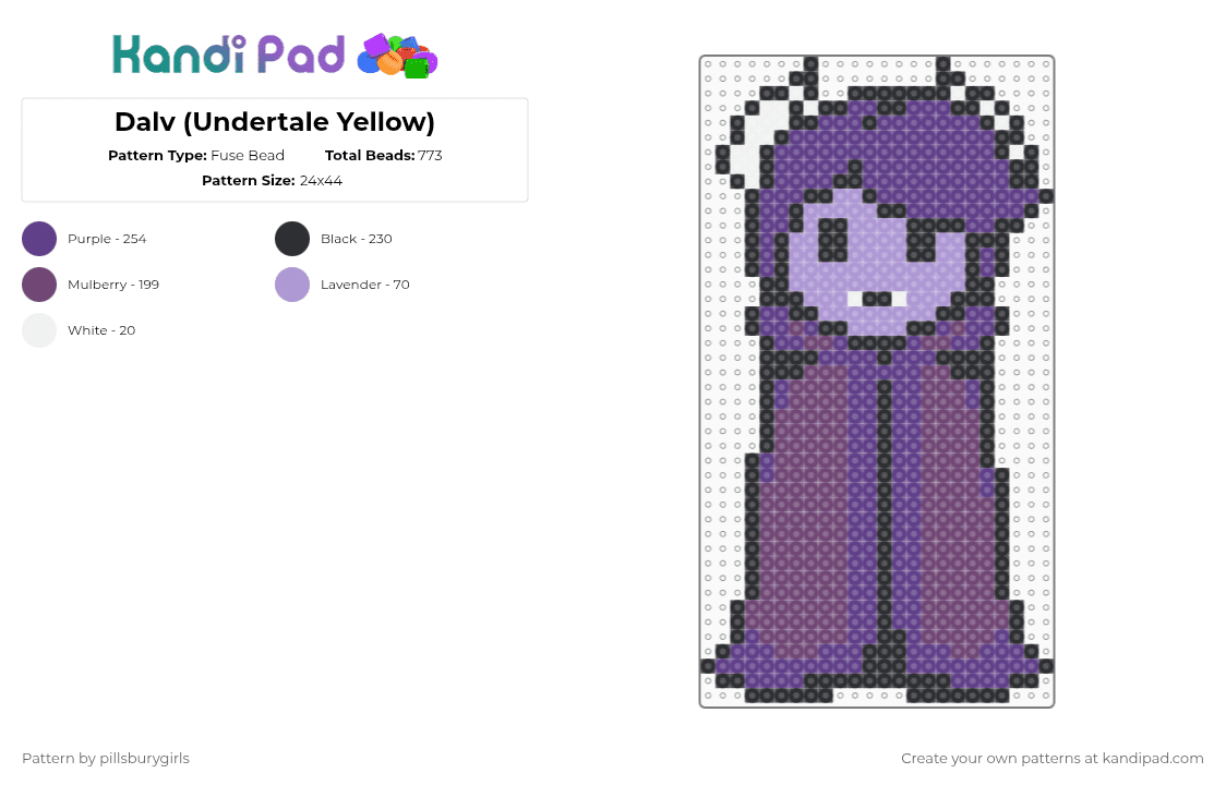 Dalv (Undertale Yellow) - Fuse Bead Pattern by pillsburygirls on Kandi Pad - pink,purple