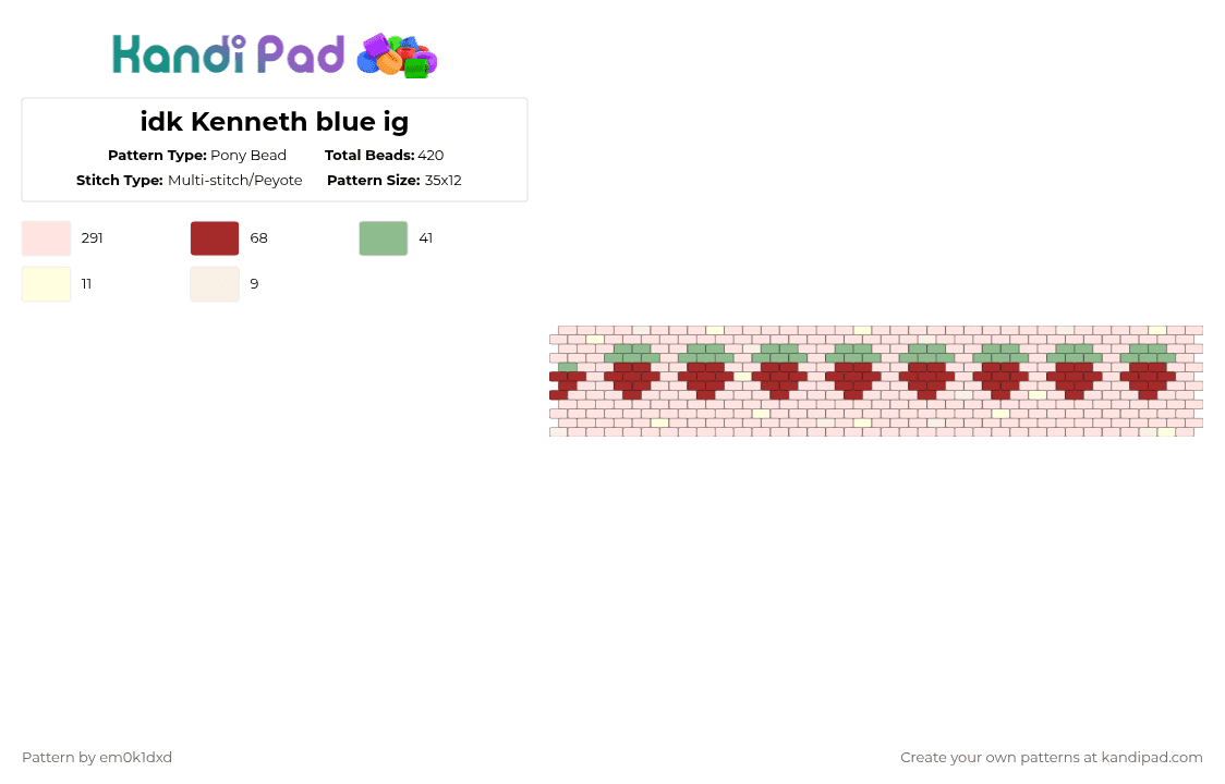 idk Kenneth blue ig - Pony Bead Pattern by em0k1dxd on Kandi Pad - white,red,teal