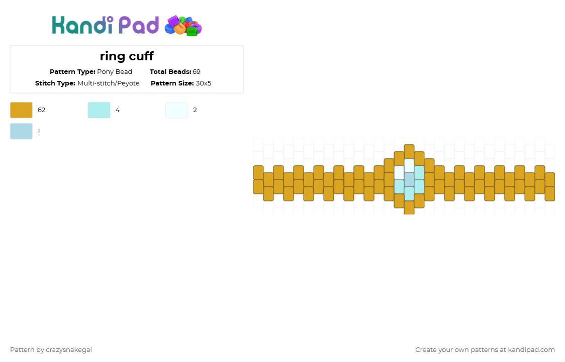 ring cuff - Pony Bead Pattern by crazysnakegal on Kandi Pad - orange,cotdrings