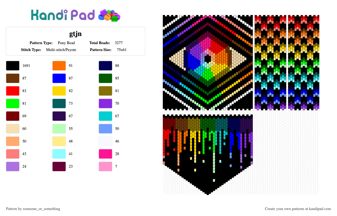 gtjn - Pony Bead Pattern by someone_or_something on Kandi Pad - black,red,orange,yellow,colorful