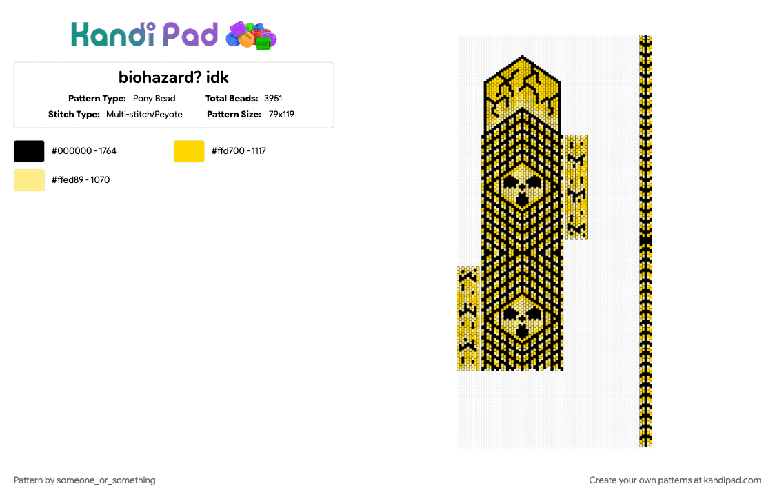 biohazard? idk - Pony Bead Pattern by someone_or_something on Kandi Pad - black, yellow