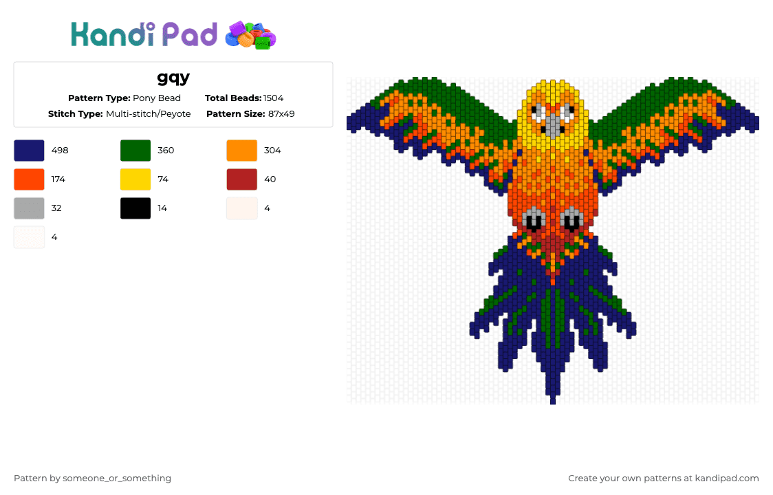 gqy - Pony Bead Pattern by someone_or_something on Kandi Pad - green, orange, purple
