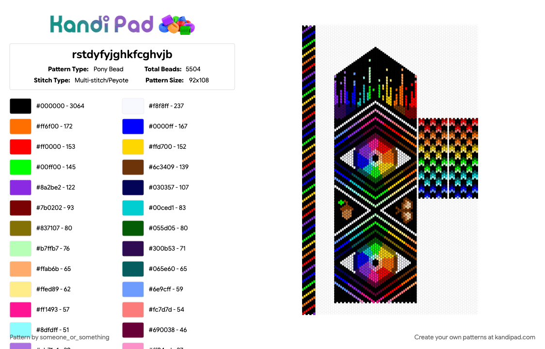 rstdyfyjghkfcghvjb - Pony Bead Pattern by someone_or_something on Kandi Pad - black, brown, colorful, light blue, orange, purple