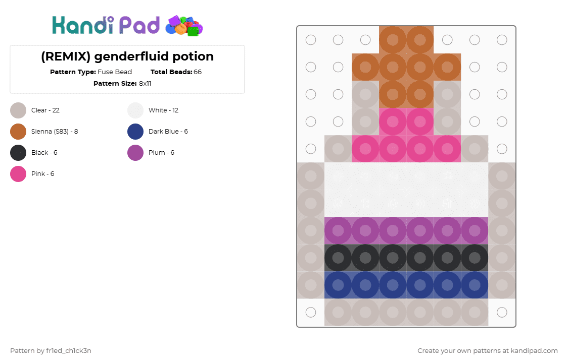 (REMIX) genderfluid potion - Fuse Bead Pattern by fr1ed_ch1ck3n on Kandi Pad - beige,pink,perler,genderfluid,pride,potion