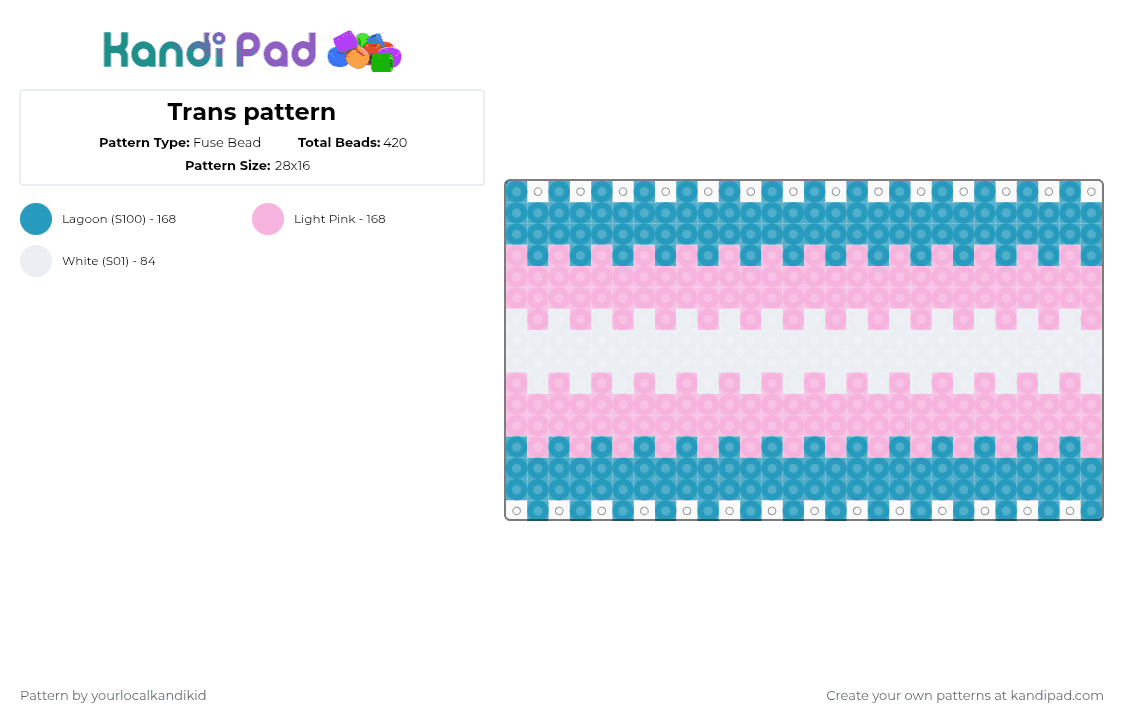 Trans pattern - Fuse Bead Pattern by yourlocalkandikid on Kandi Pad - light blue,pink