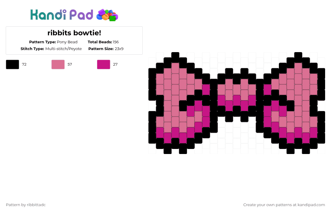 ribbits bowtie! - Pony Bead Pattern by ribbittadc on Kandi Pad - black,pink,jax,ribbit,ribbitrabbit,tadc,pomni,funnybunny