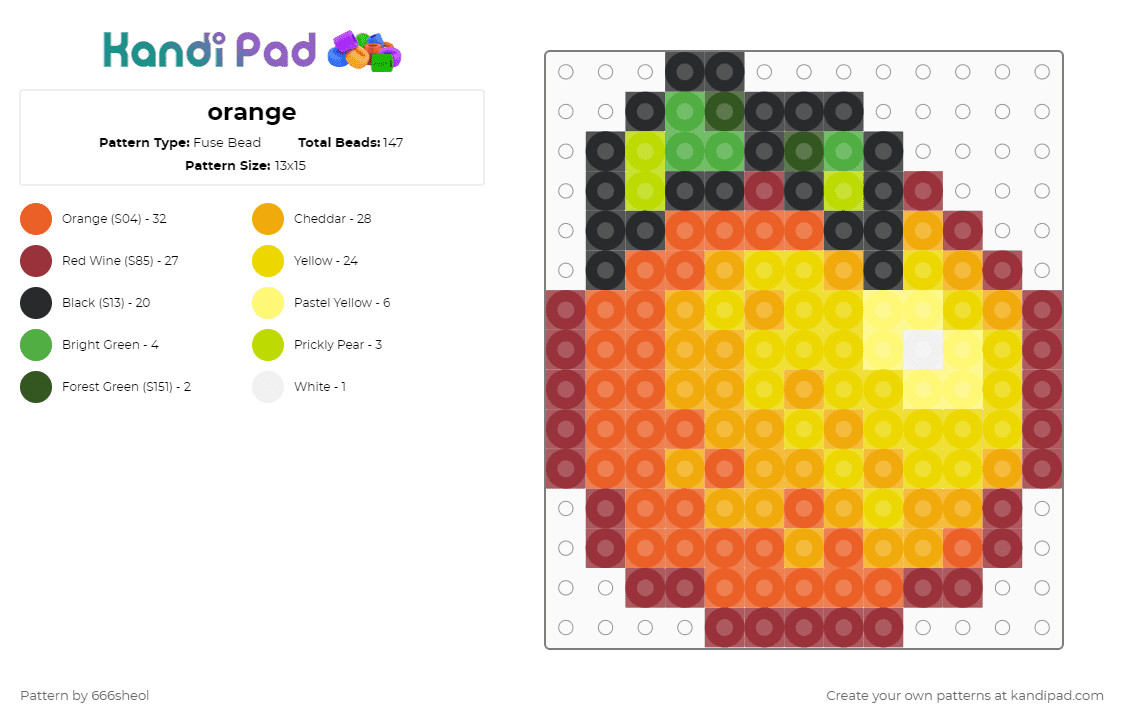 orange - Fuse Bead Pattern by 666sheol on Kandi Pad - red,orange,yellow