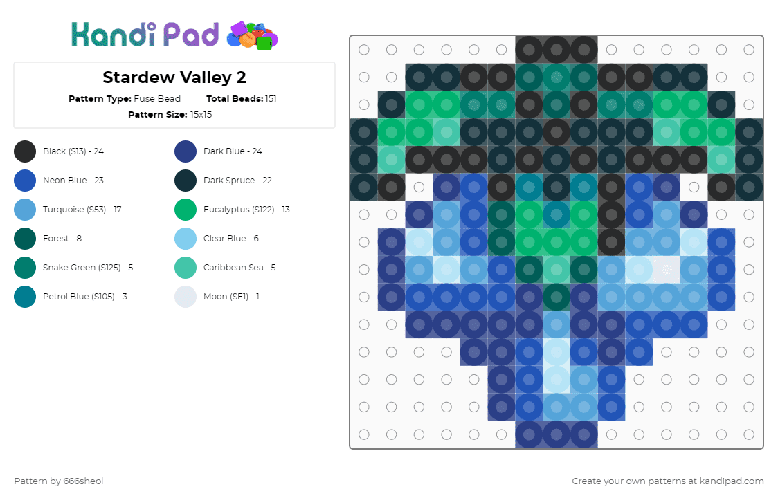 Stardew Valley 2 - Fuse Bead Pattern by 666sheol on Kandi Pad - blue,light blue