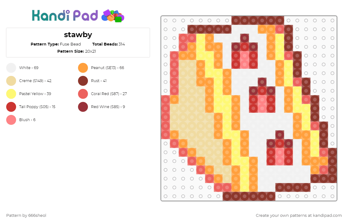 strawberry sandwich - Fuse Bead Pattern by 666sheol on Kandi Pad - red,orange