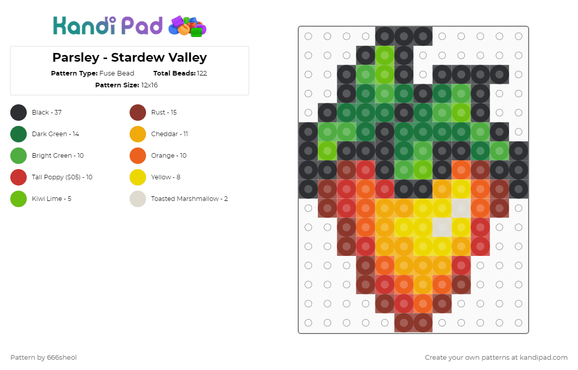 Parsley - Stardew Valley - Fuse Bead Pattern by 666sheol on Kandi Pad - green,orange,red