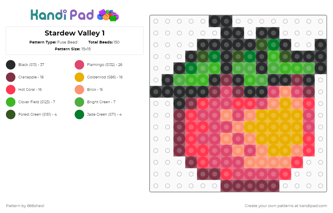 Stardew Valley - Melon Fruit - Fuse Bead Pattern by 666sheol on Kandi Pad - orange,red,stardew valley