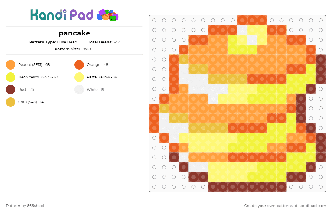 pancake - Fuse Bead Pattern by 666sheol on Kandi Pad - orange,yellow