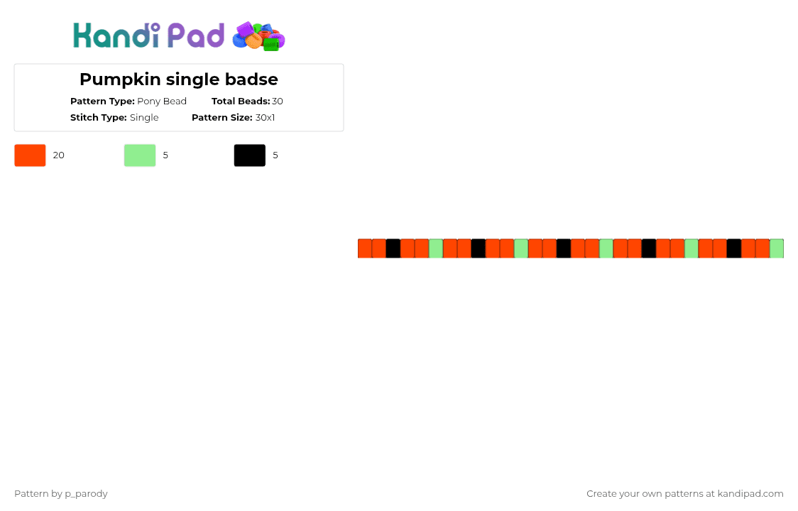 Pumpkin single badse - Pony Bead Pattern by p_parody on Kandi Pad - red