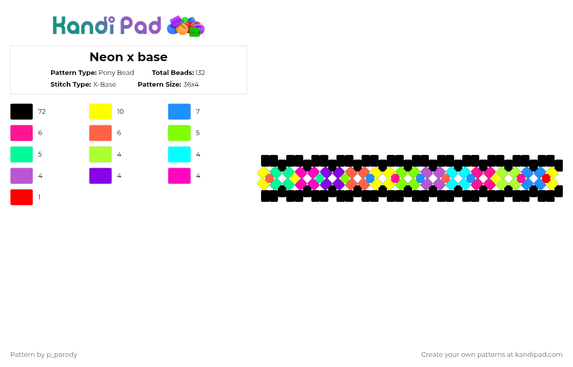 Neon x base - Pony Bead Pattern by p_parody on Kandi Pad - black,green,yellow,colorful,cotdvaporwaveaesthetics
