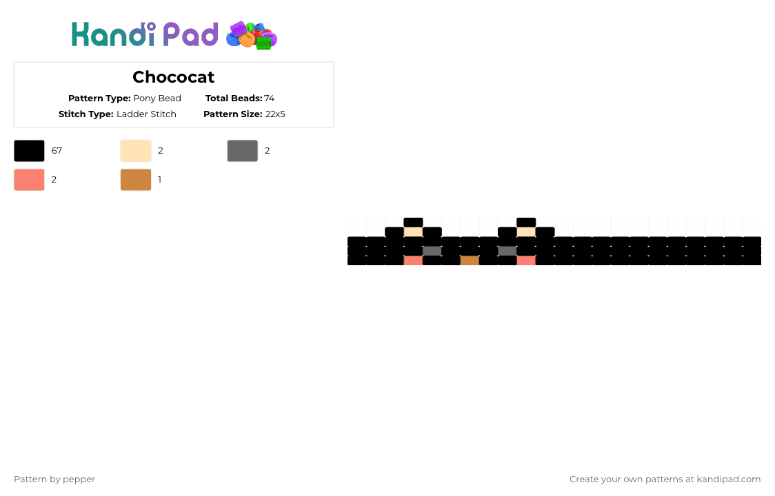 Chococat - Pony Bead Pattern by pepper on Kandi Pad - black,orange