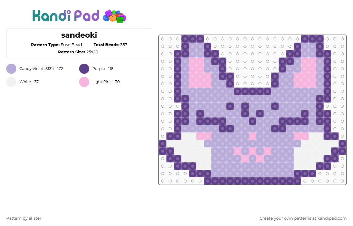 sandeoki - Fuse Bead Pattern by al1ster on Kandi Pad - purple,pink