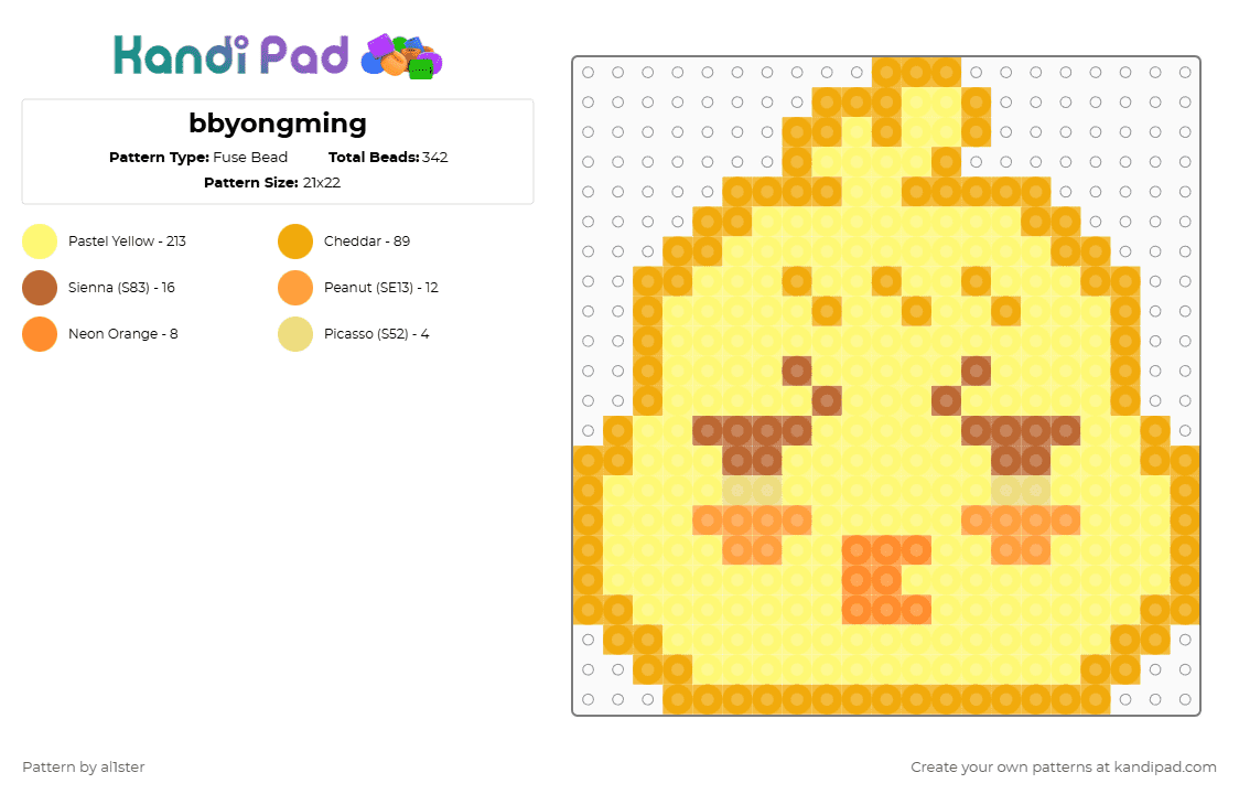 bbyongming - Fuse Bead Pattern by al1ster on Kandi Pad - orange,yellow
