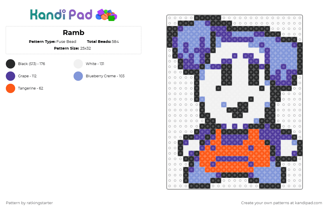 Ramb - Fuse Bead Pattern by ratkingstarter on Kandi Pad - light blue,purple,deltarune,ramb