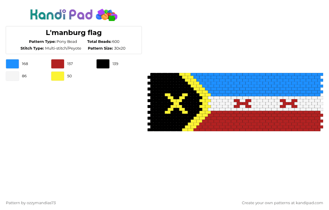 L\'manburg flag - Pony Bead Pattern by ozzie_73 on Kandi Pad - red,light blue,dsmp,technoblade,minecraft,smp,tommyinnit,tubbo,dream