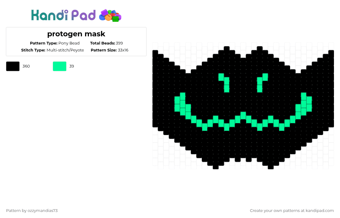 protogen mask - Pony Bead Pattern by ozzie_73 on Kandi Pad - black,protogen,furry,fursona,cyberpunk