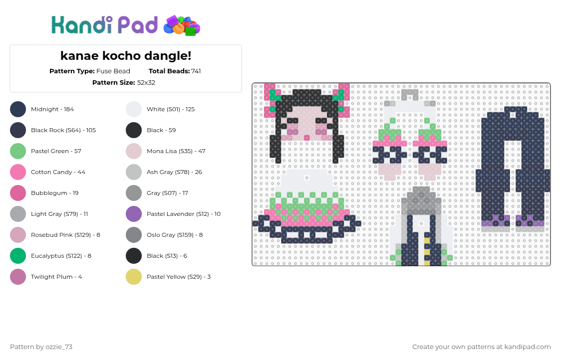 kanae kocho dangle! - Fuse Bead Pattern by ozzie_73 on Kandi Pad - pink,purple,kanae,shinobu,demon slayer,anime,keychain,charm,kawaii,dangle