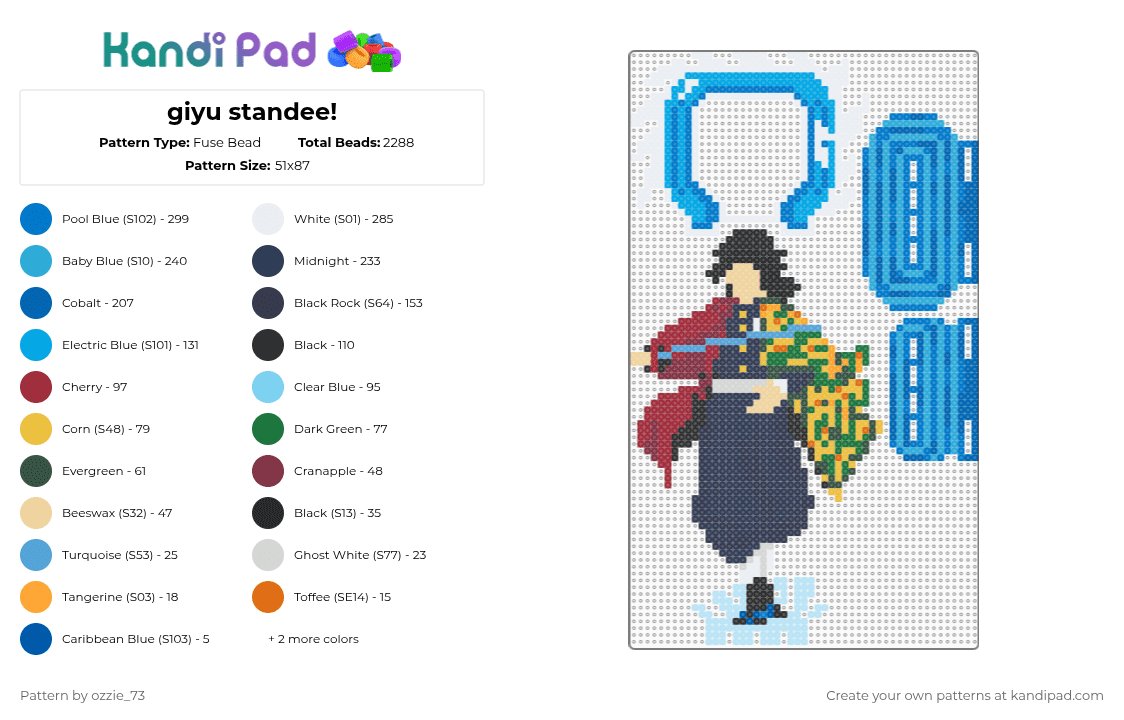 Giyu standee! Fuse Bead Pattern - Kandi Pad | Kandi Patterns, Fuse Bead ...