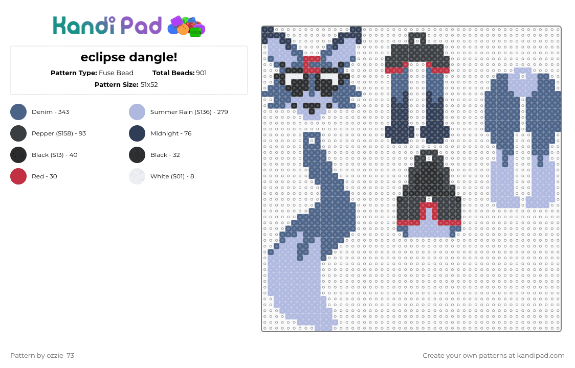 eclipse dangle! - Fuse Bead Pattern by ozzie_73 on Kandi Pad - blue,pink,eclipse,dandys world,roblox,keychain,charm,wolf,furry,fursona