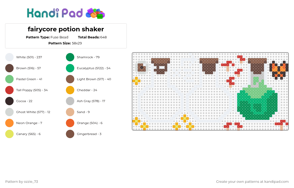fairycore potion shaker - Fuse Bead Pattern by ozzie_73 on Kandi Pad - white,brown,green,cotdfairycore,shaker,keychain,fidget,charm,fairycore,fairy,butterfly