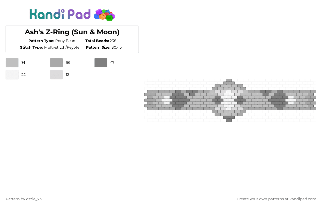 Ash\'s Z-Ring (Sun & Moon) - Pony Bead Pattern by ozzie_73 on Kandi Pad - beige,pokemon,pikachu,sun and moon,sun moon,alola