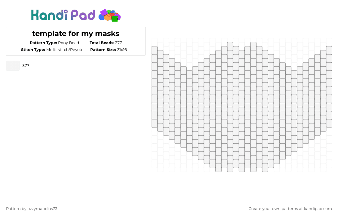 template for my masks - Pony Bead Pattern by ozzie_73 on Kandi Pad - white