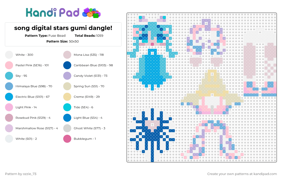 song digital stars gumi dangle! - Fuse Bead Pattern by ozzie_73 on Kandi Pad - light blue,pink,gumi,vocaloid,miku,hatsune miku,dangle,keychain,anime,cute
