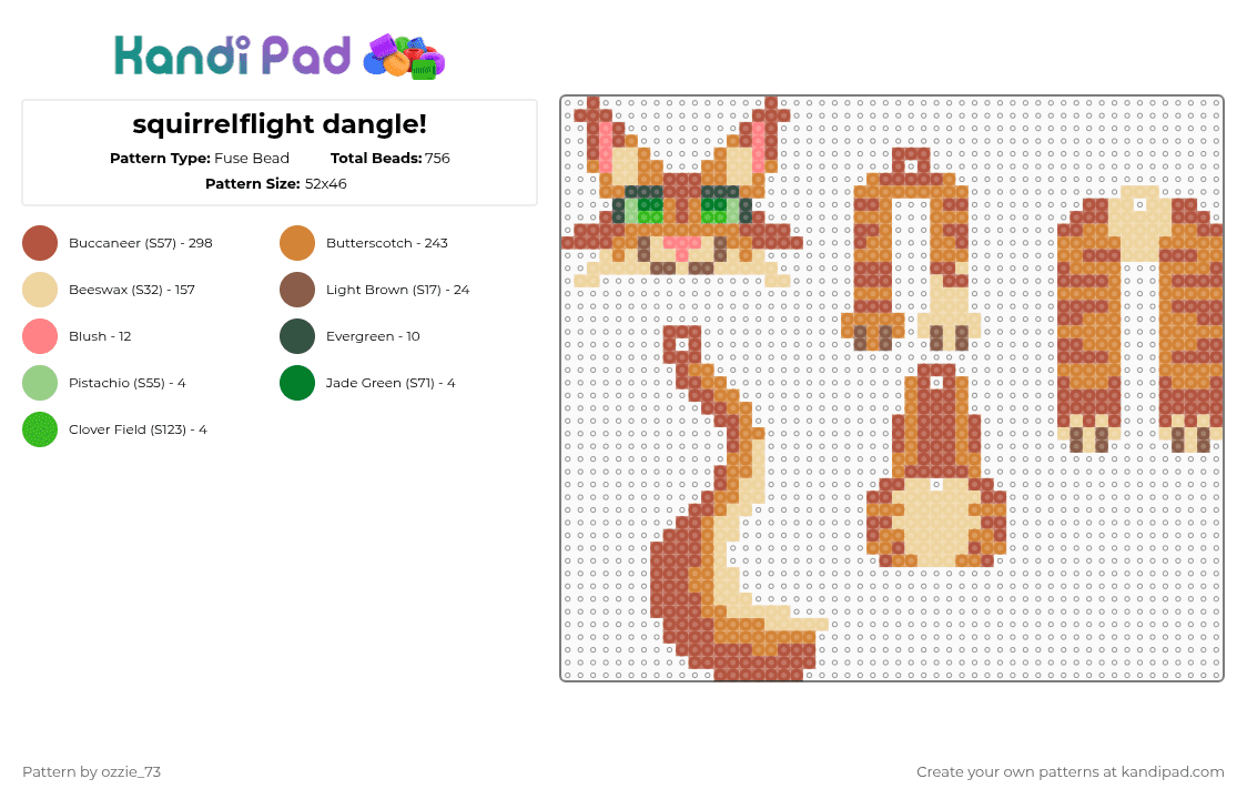 squirrelflight dangle! - Fuse Bead Pattern by ozzie_73 on Kandi Pad - orange,red,beige,warriors,dangle,cat,cats,cute,kawaii,keychain,charm