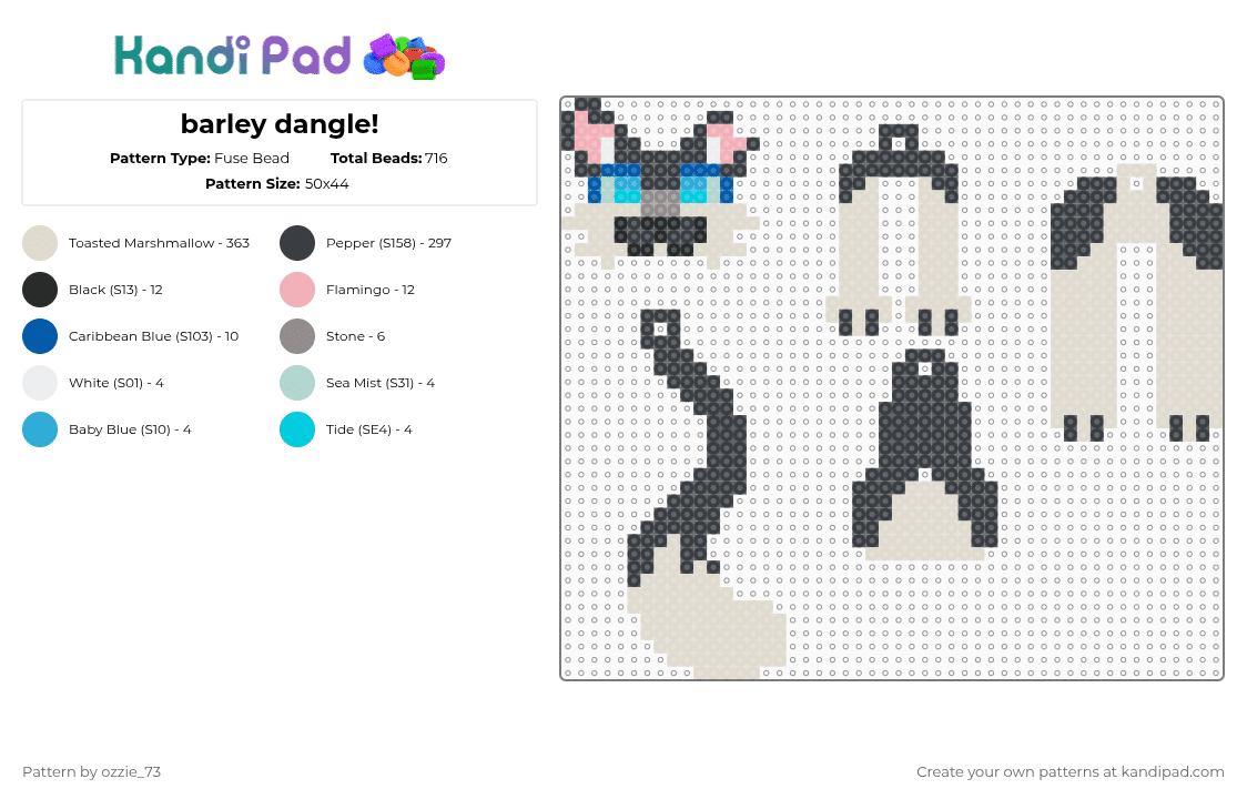 barley dangle! - Fuse Bead Pattern by ozzie_73 on Kandi Pad - beige,barley,cat,cats,warriors,dangle,keychain