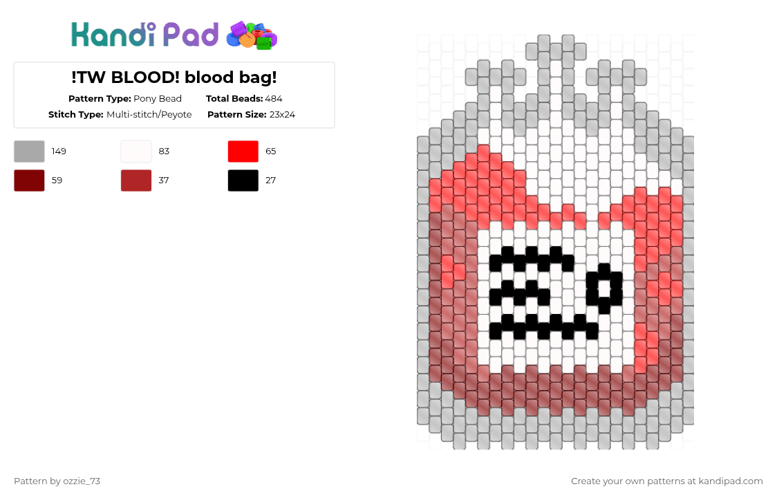 !TW BLOOD! blood bag! - Pony Bead Pattern by ozzie_73 on Kandi Pad - beige,red,blood bag,bag,wallet