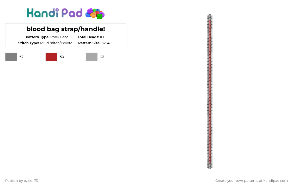 blood bag strap/handle! - Pony Bead Pattern by ozzie_73 on Kandi Pad - gray