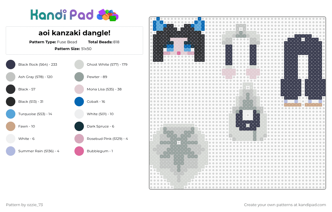 aoi kanzaki dangle! - Fuse Bead Pattern by ozzie_73 on Kandi Pad - purple,beige,gray,aoi,demon slayer,anime,cute,kawaii,dangle,charm,keychain
