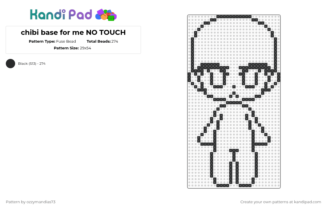 chibi base for me NO TOUCH - Fuse Bead Pattern by ozzie_73 on Kandi Pad - black