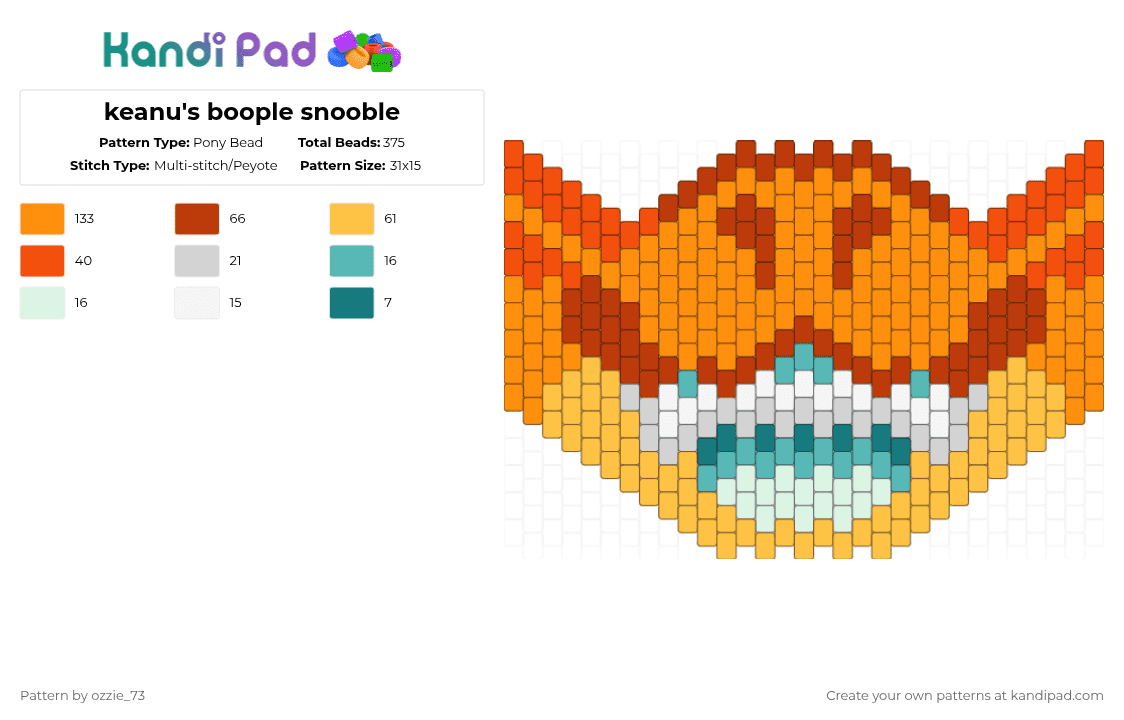 keanu\'s boople snooble - Pony Bead Pattern by ozzie_73 on Kandi Pad - red,orange,mask,fursona,furry,anime,shark,fox,cute,kawaii