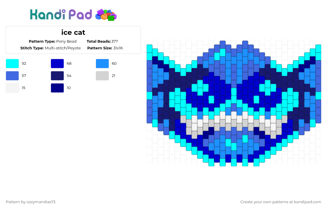 ice cat - Pony Bead Pattern by ozzie_73 on Kandi Pad - light blue,purple,cat,mask,ice,therian,fursona,furry