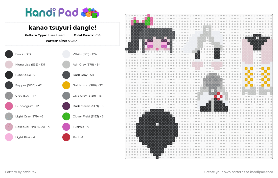 kanao tsuyuri dangle! - Fuse Bead Pattern by ozzie_73 on Kandi Pad - white,gray,beige,kanao,shinobu,kanae,butterfly,keychain,anime,demon slayer,demonslayer