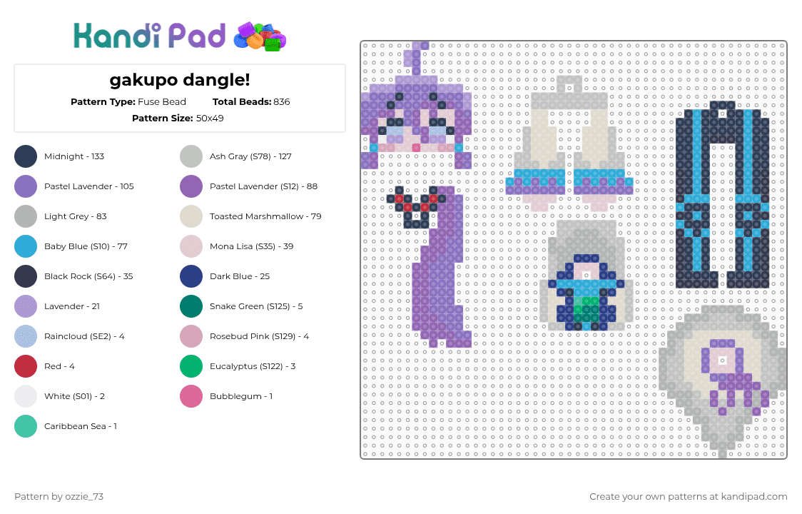 gakupo dangle! - Fuse Bead Pattern by ozzie_73 on Kandi Pad - pink,blue,beige,purple,gakupo,gumi,anime,keychain,hatsune miku,miku,vocaloid,kawaii
