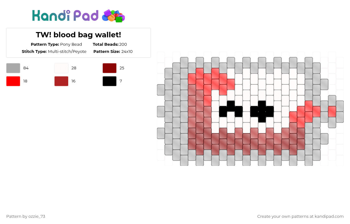 TW! blood bag wallet! - Pony Bead Pattern by ozzie_73 on Kandi Pad - beige,red,blood,gore,wallet,bag,gothic,goth,grunge