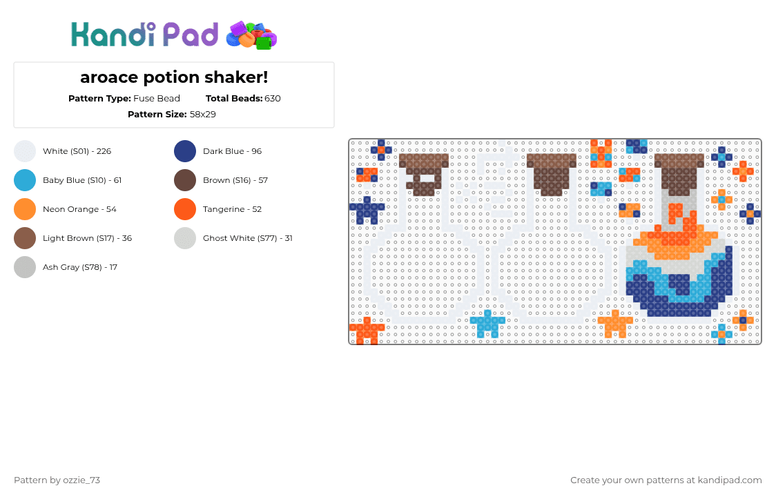 aroace potion shaker! - Fuse Bead Pattern by ozzie_73 on Kandi Pad - white,blue,orange,light blue,colorful,aroace,aromantic,pride,asexual,keychain,shaker,cute,fidget
