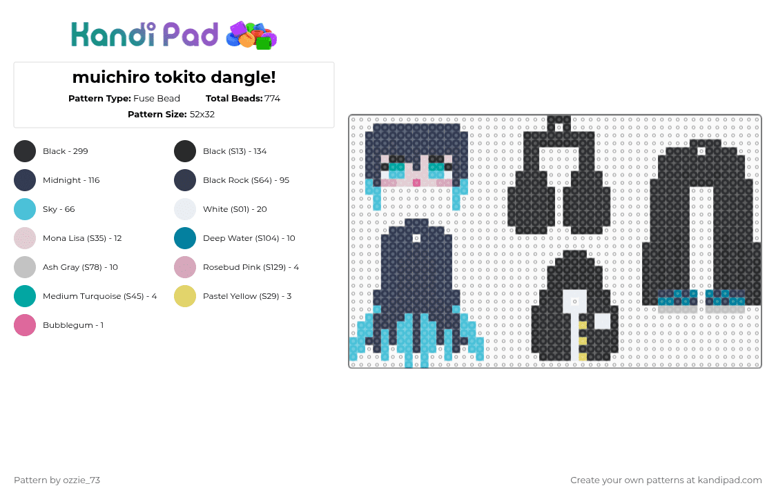 muichiro tokito dangle! - Fuse Bead Pattern by ozzie_73 on Kandi Pad - black,purple,light blue,muichiro,muichiro tokito,tanjiro,hashira,demon slayer,demonslayer,anime,keychain