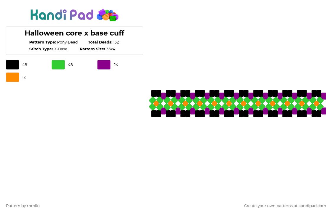 Halloween core x base cuff - Pony Bead Pattern by mmilo on Kandi Pad - green