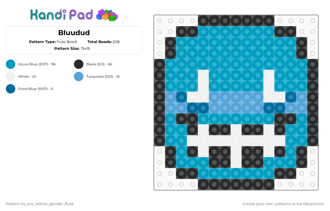 Bluudud - Fuse Bead Pattern by ace_willow_gender_fluid on Kandi Pad - light blue