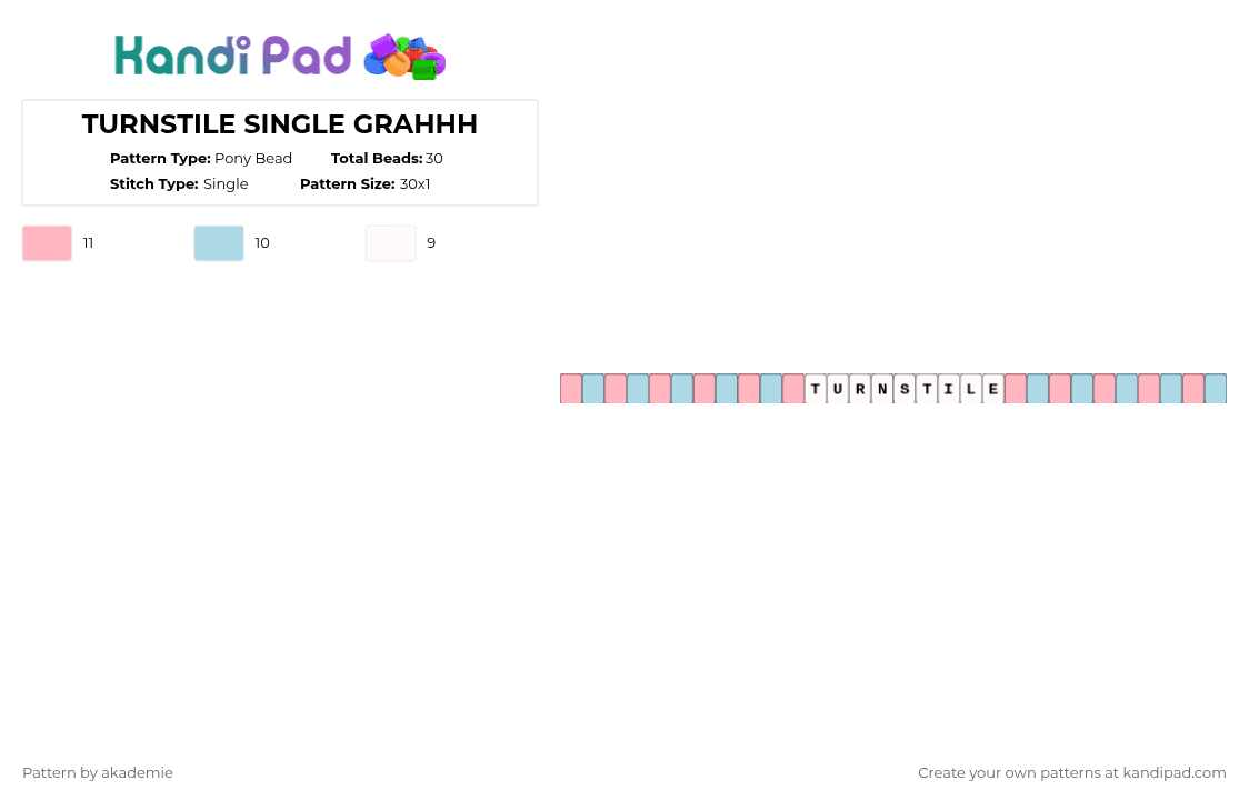TURNSTILE SINGLE GRAHHH - Pony Bead Pattern by akademie on Kandi Pad - pink,light blue,cotdunderwaterworld,music,oogabooga,turnstile