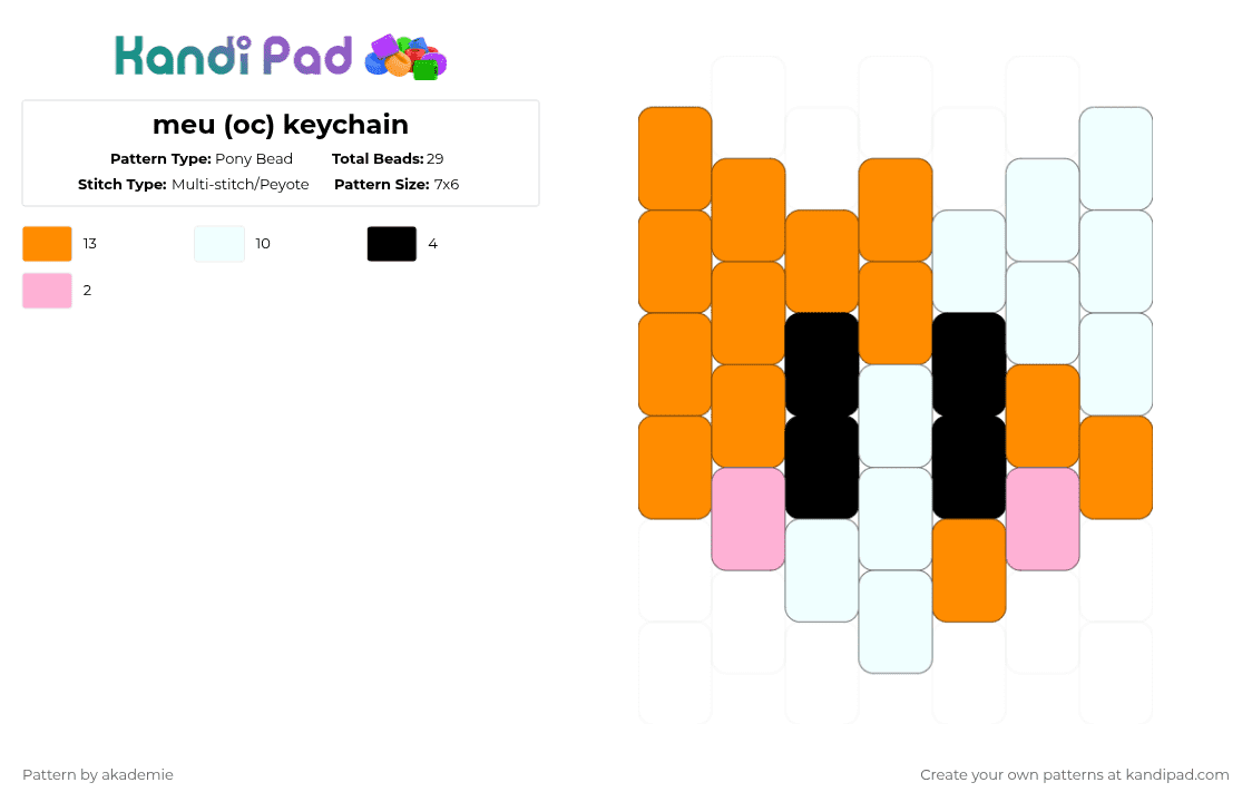 meu (oc) keychain - Pony Bead Pattern by akademie on Kandi Pad - orange,oogabooga