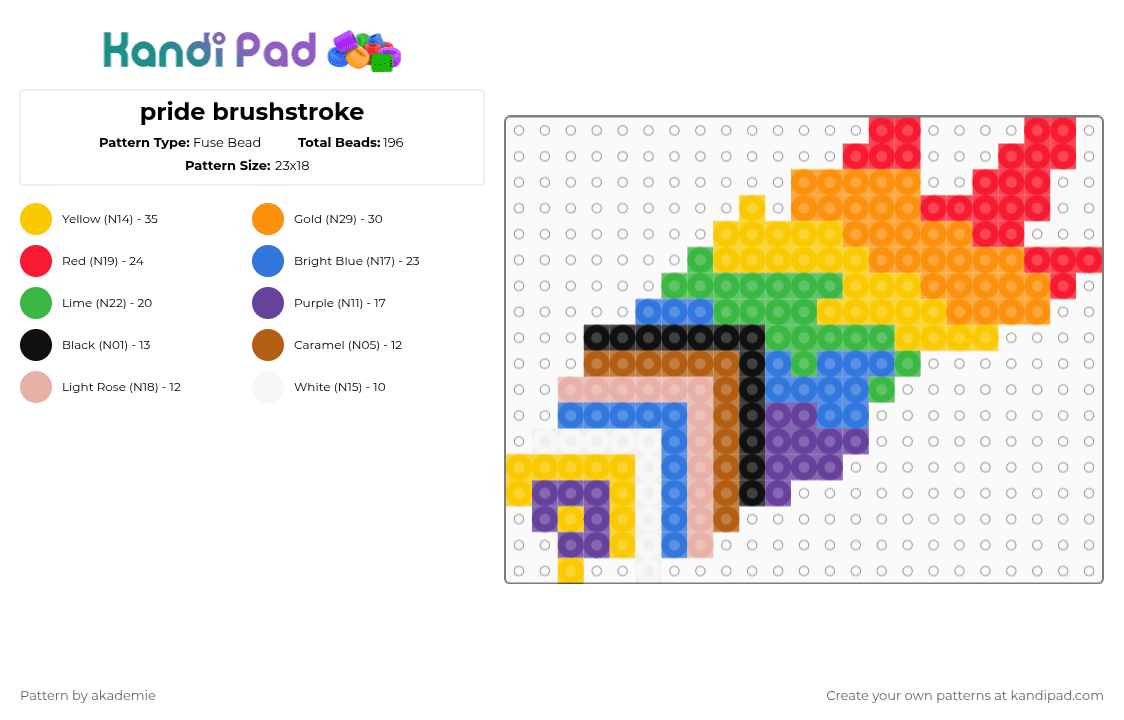 pride brushstroke - Fuse Bead Pattern by akademie on Kandi Pad - yellow,red,blue,colorful,cotdbrushstrokes,oogabooga